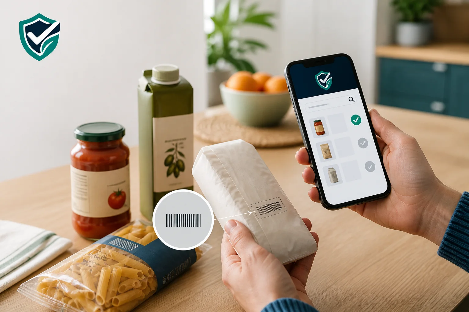 Confronto del codice di un prodotto alimentare con una ricerca effettuata sullo smartphone