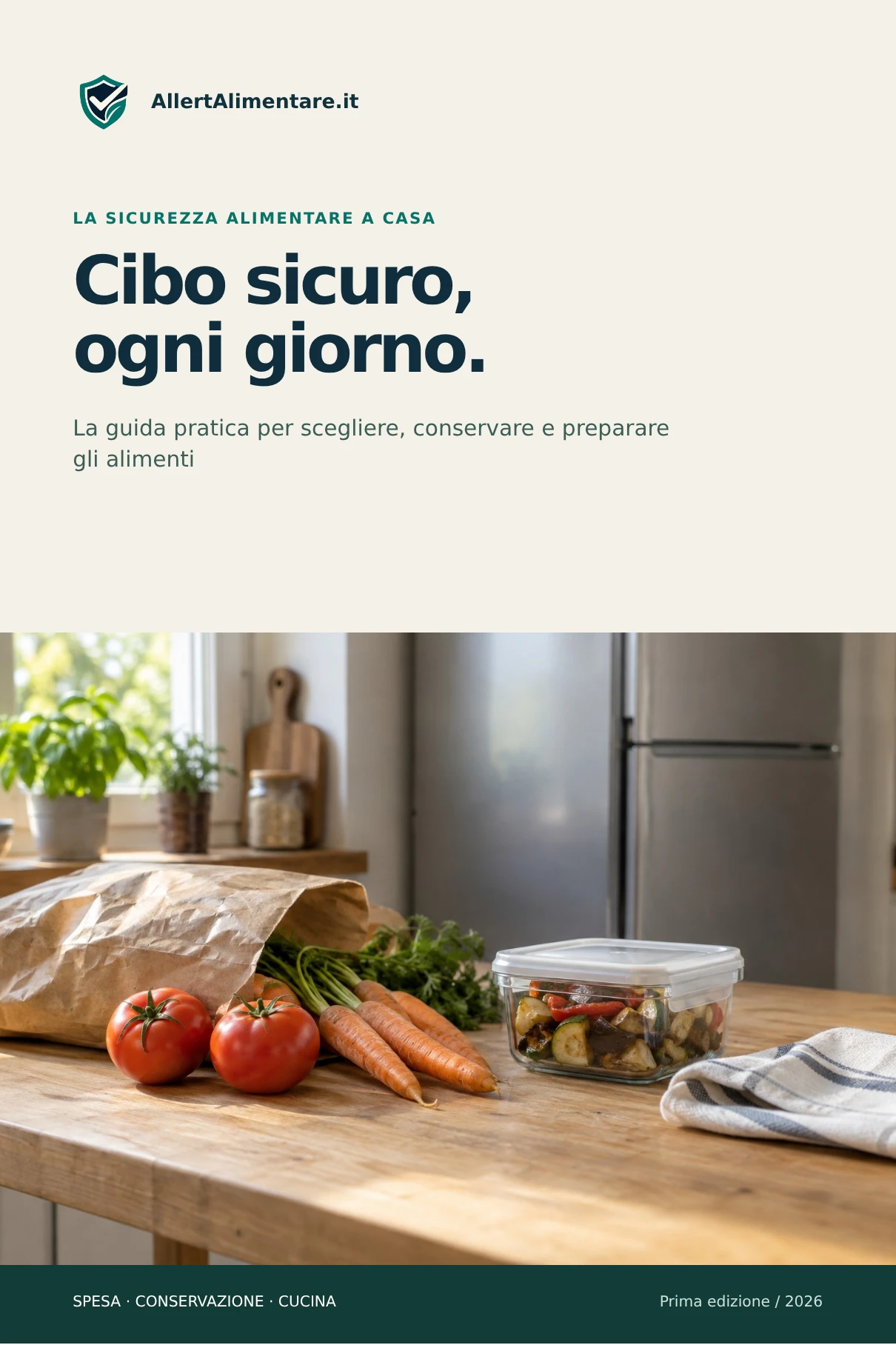 Copertina: Cibo sicuro, ogni giorno. AllertAlimentare.it.