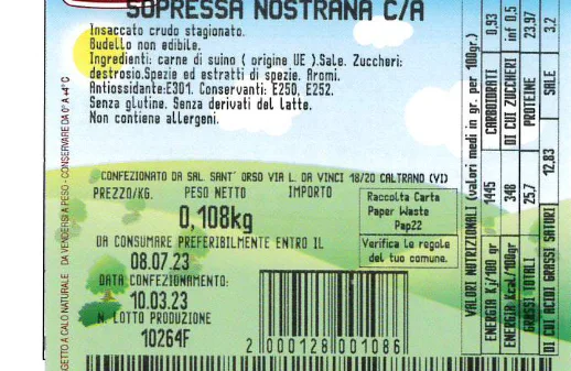 Immagine del prodotto SOPRESSA NOSTRANA C/O