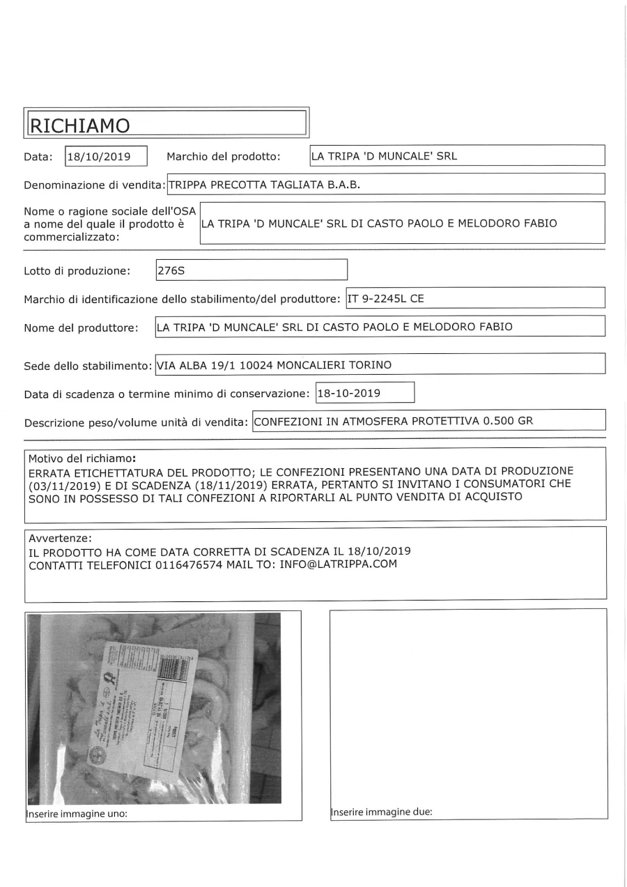 Confezione di Trippa precotta tagliata B.A.B.