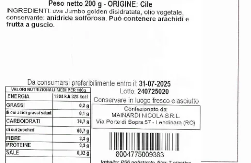 Immagine 2 del prodotto UVA JUMBO GOLDEN DISIDRATATA