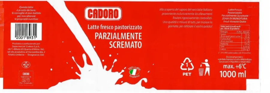 Immagine del prodotto LATTE FRESCO PASTORIZZATO PARZIALMENTE SCREMATO