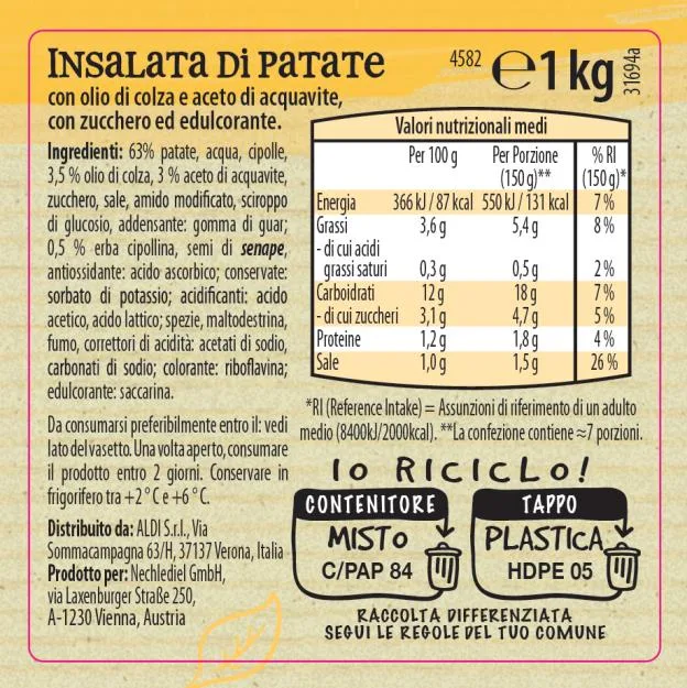 Immagine 2 del prodotto Insalata di patate con olio e aceto