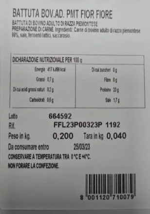 Immagine 2 del prodotto BATTUTA DI BOVINO RAZZA PIEMONTESE FIOR FIORE COOP