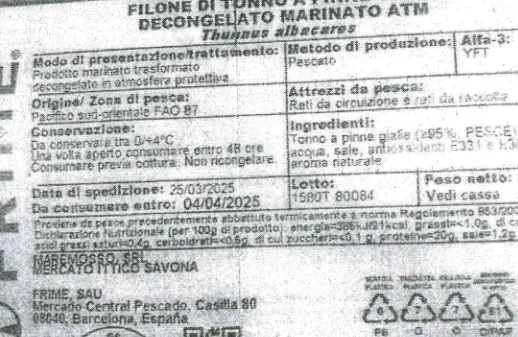 Immagine 2 del prodotto FILONE DI TONNO A PINNE GIALLE DECONGELATO MARINATO ATM