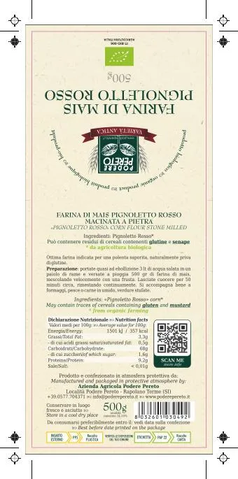 Confezione di Farina di mais pignoletto rosso bio 500g
