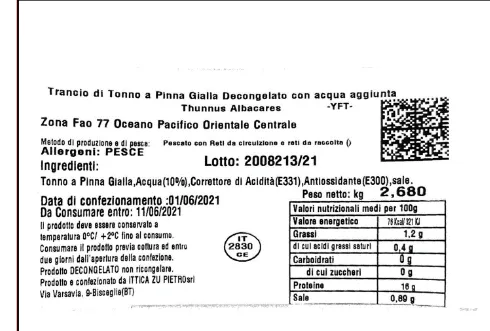 Immagine 4 del prodotto Trancio di tonno a pinne gialle decongelato con acqua aggiunta