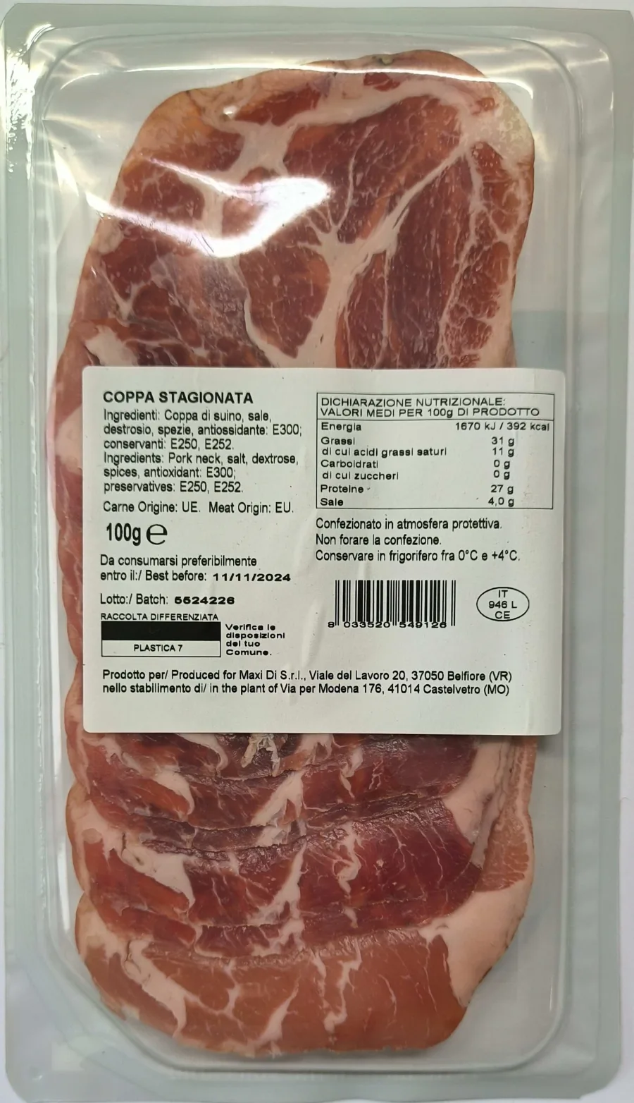 Immagine 1 del prodotto COPPA STAGIONATA 100GR
