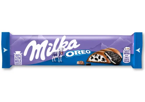 Immagine del prodotto Cioccolato al latte delle Alpi con biscotti al cacao in pezzi e ripieno di crema al latte