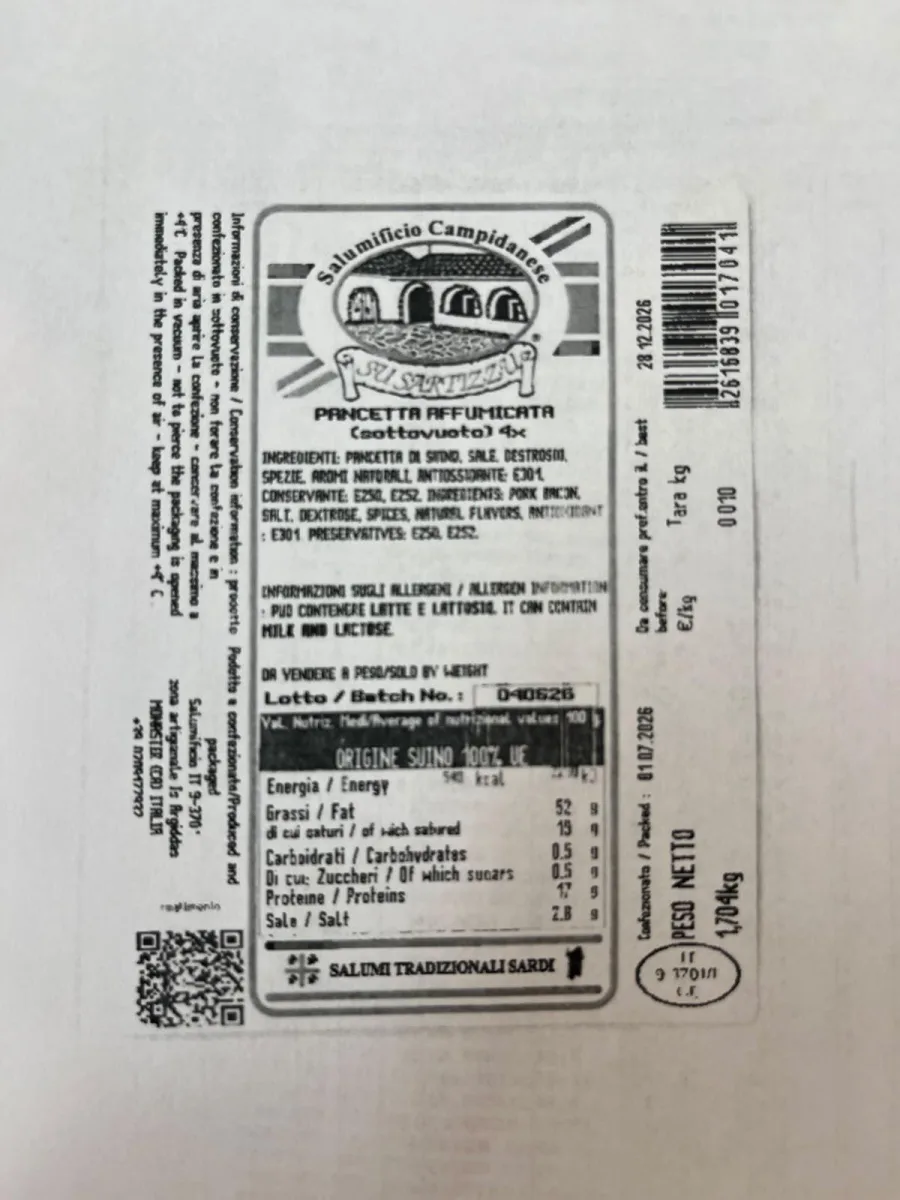 Immagine del prodotto Pancetta affumicata (sottovuoto)
