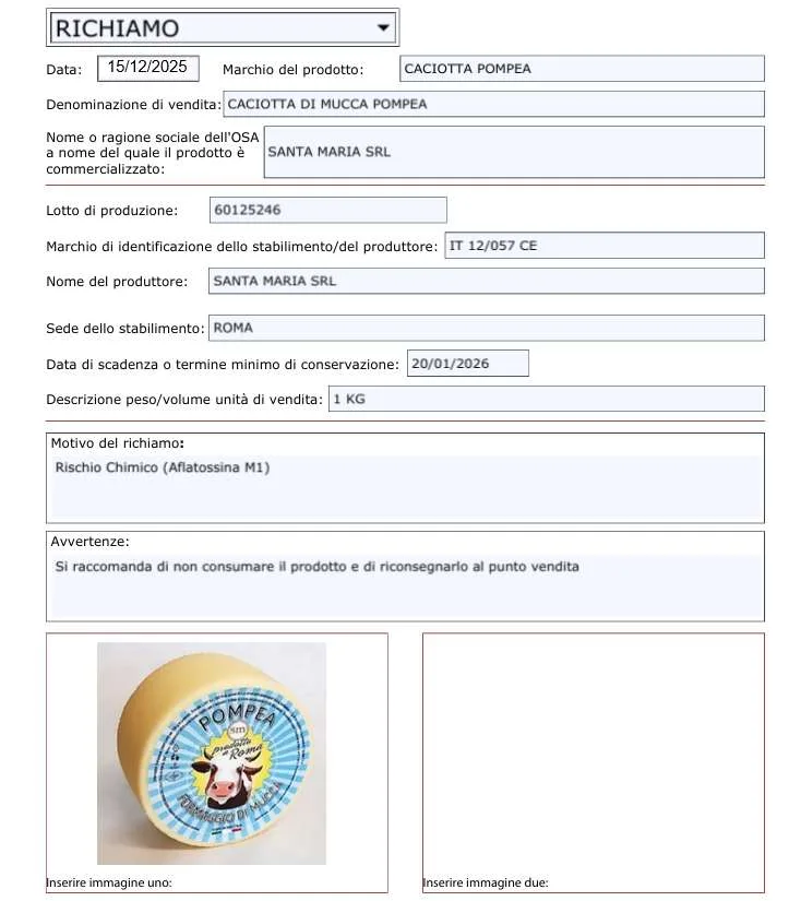 Confezione di CACIOTTA DI MUCCA POMPEA