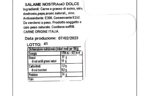 Immagine 1 del prodotto SALAME NOSTRANO DOLCE