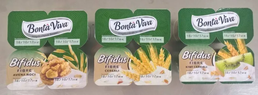 Confezione di Bontà viva bifidus fibre "Avena -noci" Bontà viva bifidus fibre "Cereali" Bontà viva "kiwi-cereali"