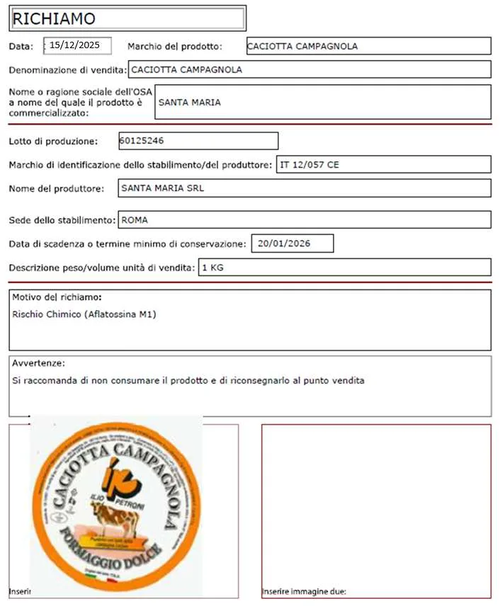 Confezione di CACIOTTA CAMPAGNOLA