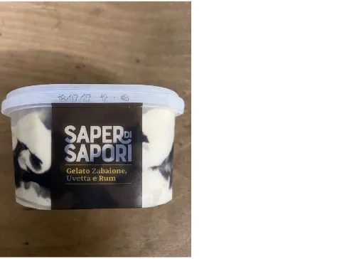 Immagine 1 del prodotto gelato al gusto zabaione variegato cioccolato al rum con uvetta sultanina aromatizzata al rum