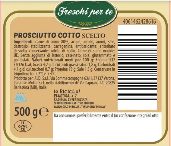 Immagine 1 del prodotto PROSCIUTTO COTTO SCELTO 500 gr