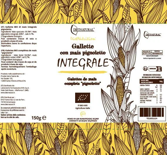 Confezione di Gallette di mais integrale pignoletto