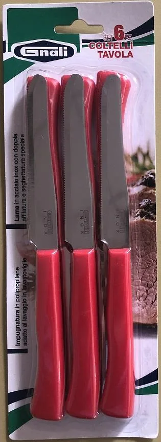 Immagine 2 del prodotto Set 6 Coltelli Tavola - impugnatura colore ROSSO