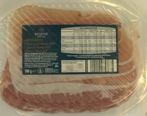 Immagine 2 del prodotto Antipasto Parma DOP IGP100 gr(Antipasto prosciutto di ParmaDOP-Coppa di Parma IGP-Salame Felino IGP)