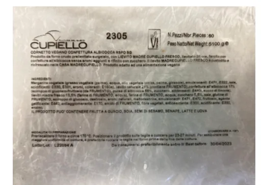 Immagine 1 del prodotto 2305 CORNETTO CURVO MADRE PLANT BASED CONFETTURA ALBICOCCA PALMA SEGREGATO - RSPO SG 60 PZ