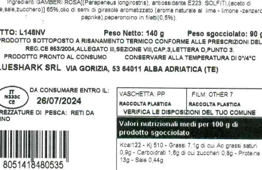 Immagine 2 del prodotto GAMBERO ROSA DELL'ADRIATICO CON LIME, ZENZERO E FILETTO DI PEPERONCINO
