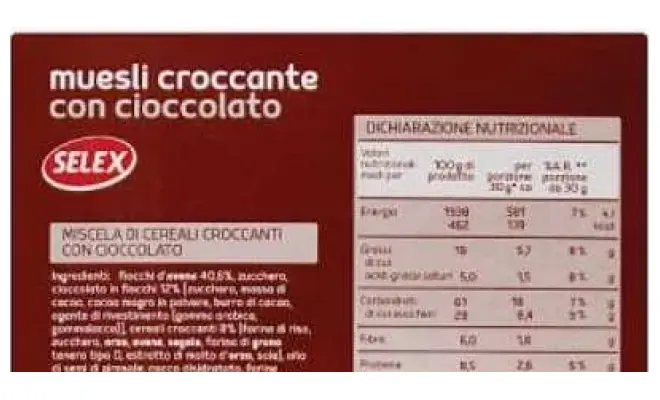 Confezione di MUESLI CROCCANTE CON CIOCCOLATO