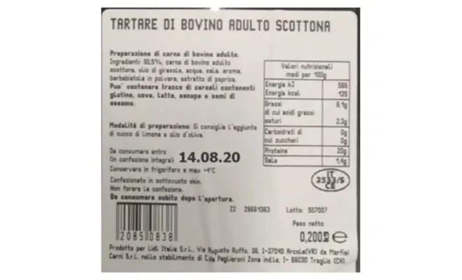 Confezione di TARTARE DI BOVINO ADULTO - SCOTTONA 200g