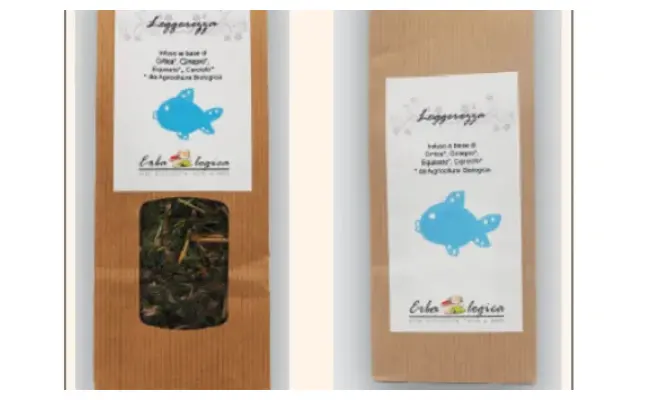 Confezione di Infuso Leggerezza; Sacchetto 40 gr e 15 filtri 18 gr, Barattolo 40 gr e 20 filtri 24 gr, Scatola 15