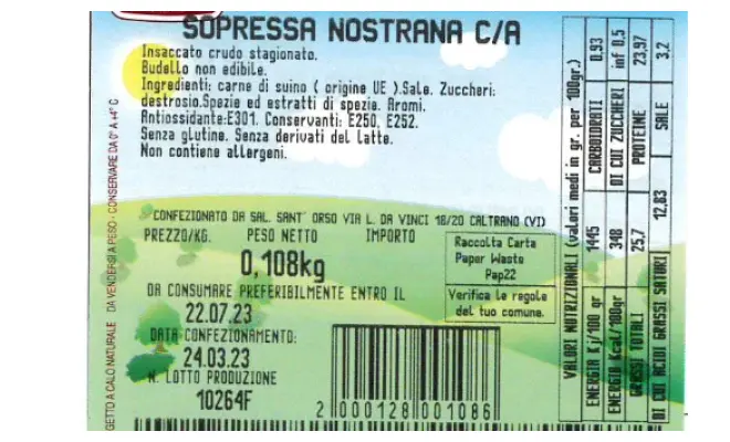 Confezione di SOPRESSA NOSTRANA C/A