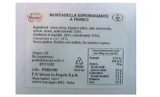 Confezione di Mortadella supergigante a tranci