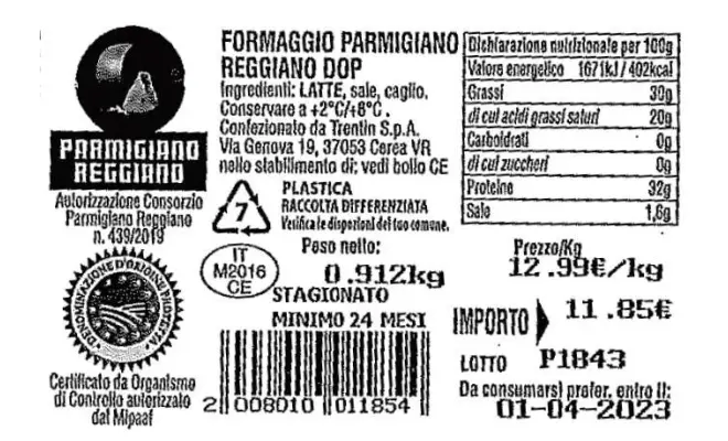 Confezione di PARMIGIANO REGGIANO DOP 24 mesi
