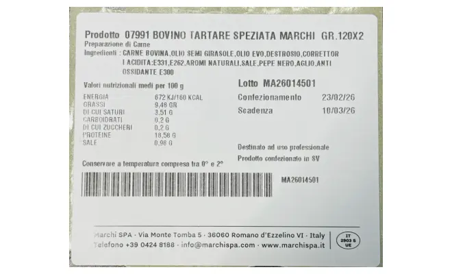 Confezione di BOVINO TARTARE SPEZIATA MARCHI GR.120X2