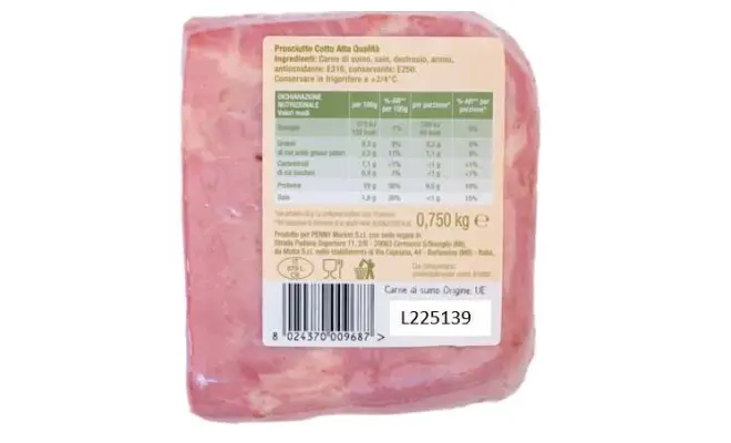 Confezione di Prosciutto cotto A.Q. 750g