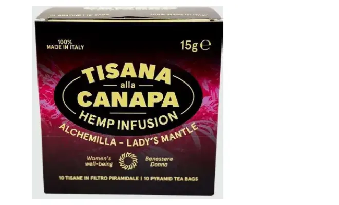 Confezione di TISANA ALLA CANAPA HEMP INFUSION ALCHEMILLA- LADY¿S MANTLE