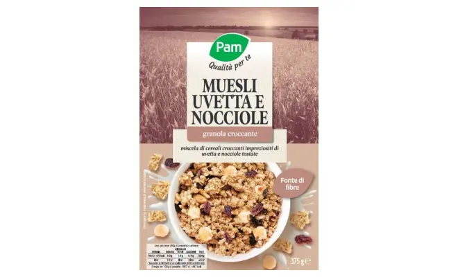 Confezione di MUESLI UVETTA E NOCCIOLE GRANOLA CROCCANTE
