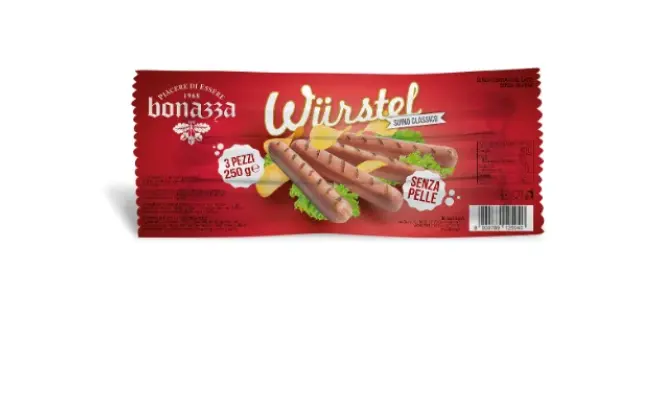 Confezione di WURSTEL DI PURO SUINO CLASSICO BONAZZA 3 PZ 250 g
