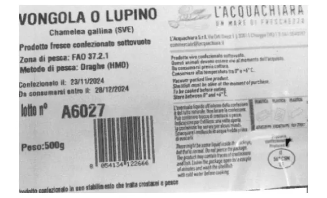 Confezione di VONGOLE O LUPINI SOTTOVUOTO 4x0.5 KG