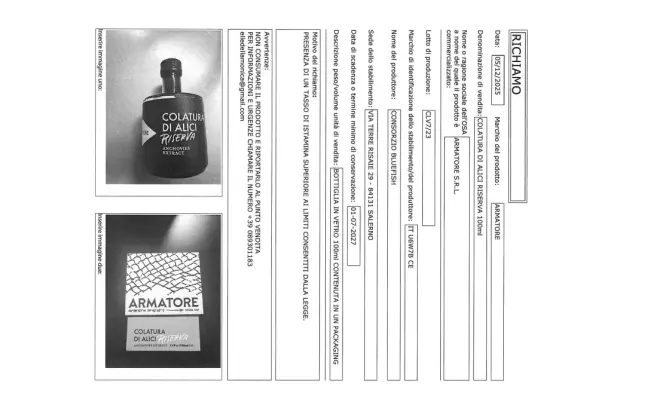 Confezione di COLATURA DI ALICI RISERVA 100ml