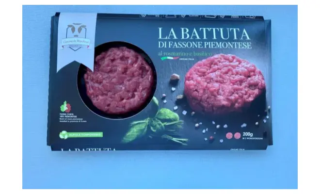 Confezione di BATTUTA BOV.AD.PMT ROSM BASIL G200SKIN-BATTUTA DI FASSONE PIEMONTESE