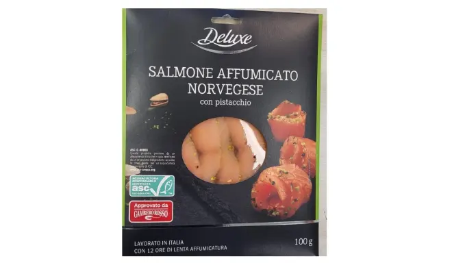 Confezione di SALMONE AFFUMICATO NORVEGESE CON PISTACCHIO