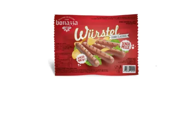 Confezione di WURSTEL DI PURO SUINO CLASSICO BONAZZA 4 PZ 100 g