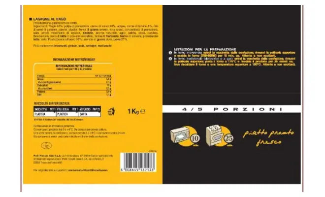 Confezione di Lasagne al Ragù
