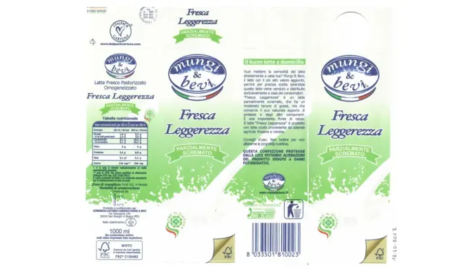 Confezione di LATTE FRESCO PASTORIZZATO PARZIALMENTE SCREMATO