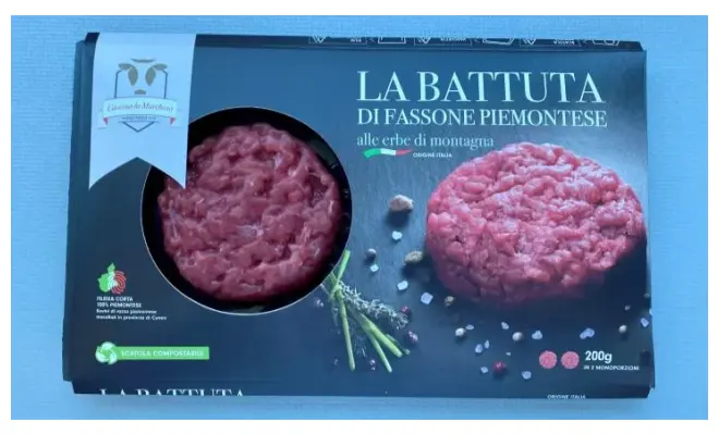 Confezione di BATTUTA BOV.AD.PMT ERBE DI MONTAGNA G200SKIN-BATTUTA DI FASSONE PIEMONTESE