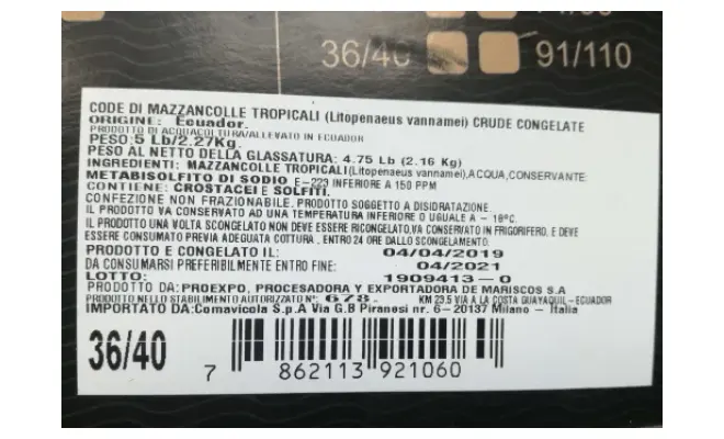 Confezione di CODE DI MAZZANCOLLE TROPICALI CONGELATE