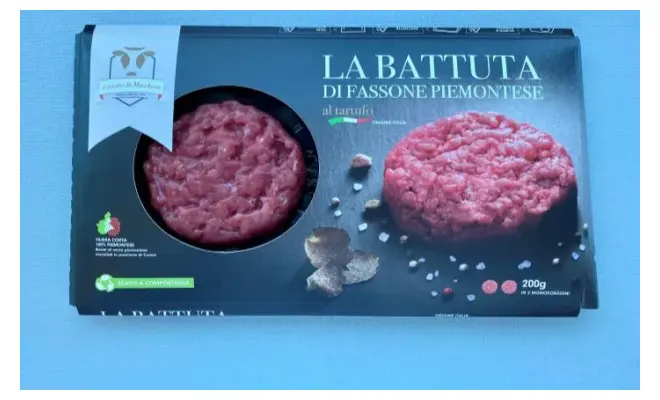 Confezione di BATTUTA BOV.AD.PMT TARTUFO G200SKIN-BATTUTA DI FASSONE PIEMONTESE