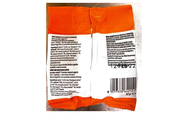 Confezione di ENERGY BITES BIOLOGICI VEGGY - L'ARANCIONE