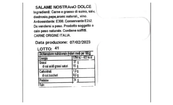 Confezione di SALAME NOSTRANO DOLCE