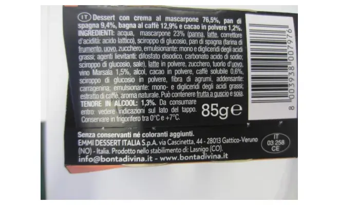 Confezione di Tiramisu al Caffe' Bontà Divina