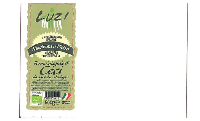 Confezione di farina integrale di ceci da agricoltura biologica